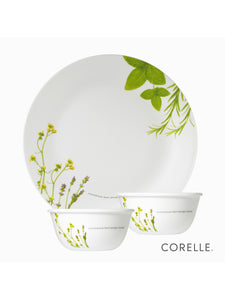 Corelle Asia Collection European Herbs 26cm Dinner Plate (1Pc) & 177ml Katori (2Pcs) Pack of 3