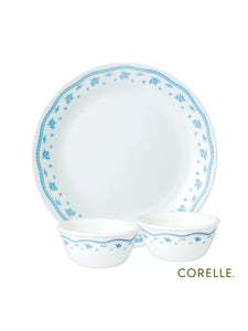 Corelle Livingware Morning Blue 26cm Dinner Plate (1Pc) & 177ml Katori (2Pcs) Pack of 3