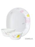 Corelle Livingware Plus Elegance Oval Serving Platter (1Pc) & 177ml Katori (2Pcs) Pack of 3