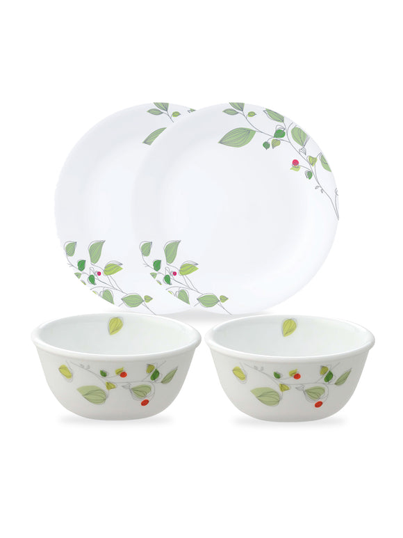 Corelle Asia Collection Green Breeze 26cm Dinner Plate (2Pcs) & 177ml Katori (2Pcs) Pack of 4