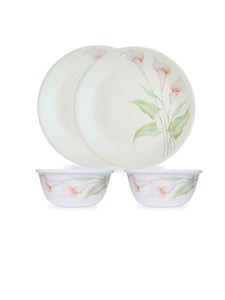 Corelle Asia Collection Lilyville 26cm Dinner Plate (2Pcs) & 177ml Katori (2Pcs) Pack of 4