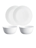 Corelle Livingware Bachhelor Set Winter Frost White 26cm Dinner Plate (2Pcs) & 177ml Katori (2Pcs) Pack of 4