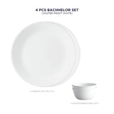 Corelle Livingware Winter Frost White 26cm Dinner Plate (2Pcs) & 177ml Katori (2Pcs) Pack of 4