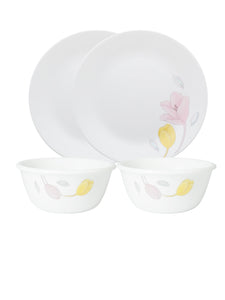 Corelle Livingware Plus Elegance 26cm Dinner Plate (2Pcs) & 177ml Katori (2Pcs) Pack of 4