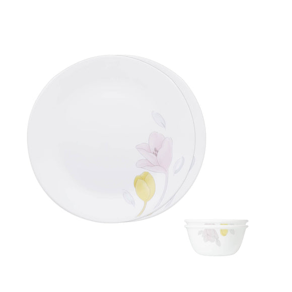 Corelle Livingware Elegance 4 Pcs Bachelor Set | 26cm Dinner Plate (2Pcs) & 177ml Katori (2Pcs)