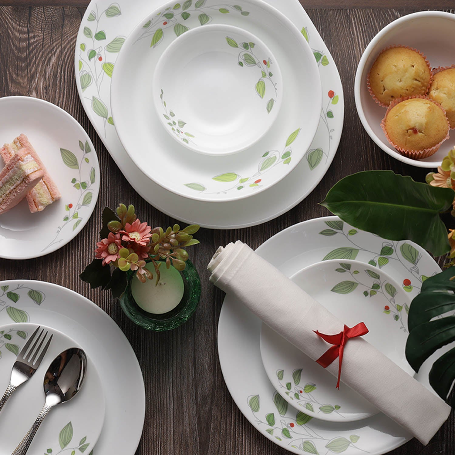 CORELLE GREEN DELIGHT 17点食器セット Corelle Livingware Round Green Delight 30 Pcs Dinner Set