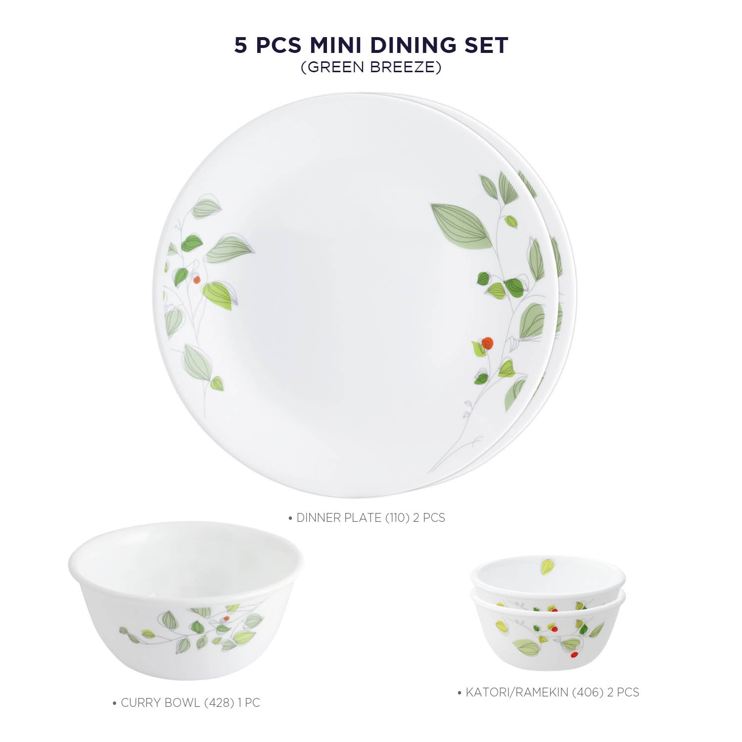 Corelle Asia Collection Green Breeze 26cm Dinner Plates, 177ml
