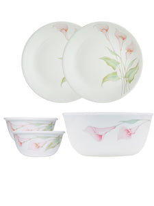 Corelle Asia Collection Lilyville 26cm Dinner Plates, 177ml Katori & 828ml Curry Bowl Pack of 5