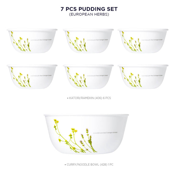 Corelle Asia Collection European Herbs (Pack of 7) - Bowl Set