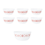 Corelle Livingware Red Trellis 6 177ml Katori & 1 828ml Curry Bowl (Pack of 7)