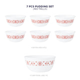 Corelle Livingware Red Trellis 6 177ml Katori & 1 828ml Curry Bowl (Pack of 7)