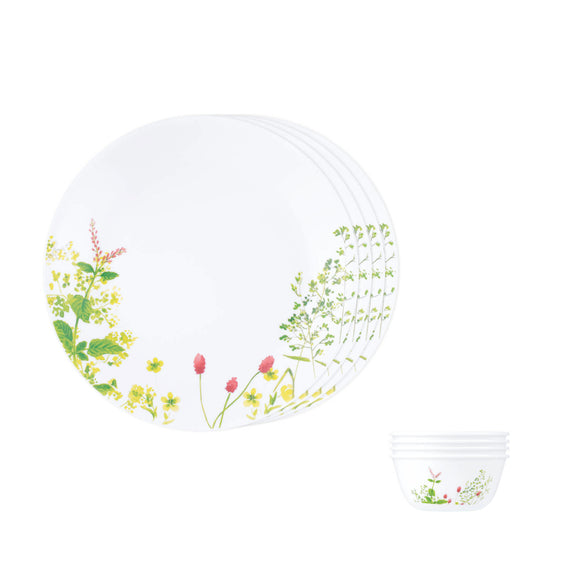 Corelle  Asia Collection Provence Garden 4 26cm Dinner Plate & 4 177ml Katori (Pack of 8)