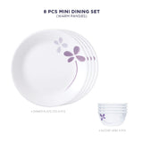 Corelle  Asia Collection Warm Pansies 4 26cm Dinner Plate & 4 177ml Katori (Pack of 8)