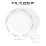 Corelle Livingware English Garden 4 26cm Dinner Plate & 4 177ml Katori (Pack of 8)
