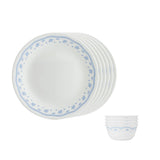 Corelle Livingware Morning Blue 4 26cm Dinner Plate & 4 177ml Katori (Pack of 8)