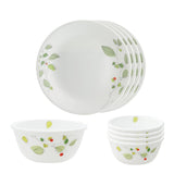 Corelle  Asia Collection Green Breeze 4 26cm Dinner Plates, 4 177ml Katori & 1 828ml Curry Bowl (Pack of 9)