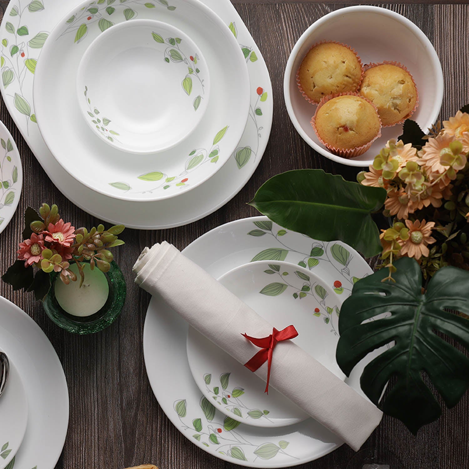 Corelle Asia Collection Green Breeze 4 26cm Dinner Plates, 4 177ml