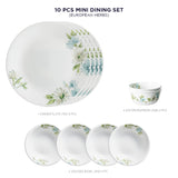 Corelle  Asia Collection Fairy Flora Basic / Mini / Starter Set (Pack of 10) 4 26cm Dinner Plates, 4 296ml Dessert Bowls, 2 828ml Curry Bowls