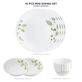Corelle  Asia Collection Green Breeze Basic / Mini / Starter Set (Pack of 10) 4 26cm Dinner Plates, 4 296ml Dessert Bowls, 2 828ml Curry Bowls