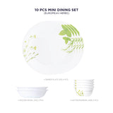 Corelle  Asia Collection European Herbs Basic / Mini / Starter Set (Pack of 10) 4 26cm Dinner Plates, 4 296ml Dessert Bowls, 2 828ml Curry Bowls