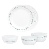 Corelle Livingware English Garden Basic / Mini / Starter Set (Pack of 10) 4 26cm Dinner Plates, 4 296ml Dessert Bowls, 2 828ml Curry Bowls