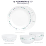 Corelle Livingware English Garden Basic / Mini / Starter Set (Pack of 10) 4 26cm Dinner Plates, 4 296ml Dessert Bowls, 2 828ml Curry Bowls