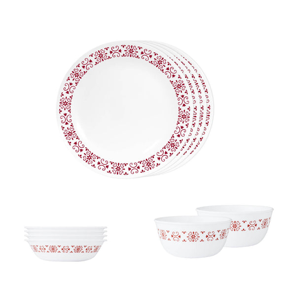 Corelle Livingware Round Red Trellis 10 Pcs Mini Dining Set (VDB)