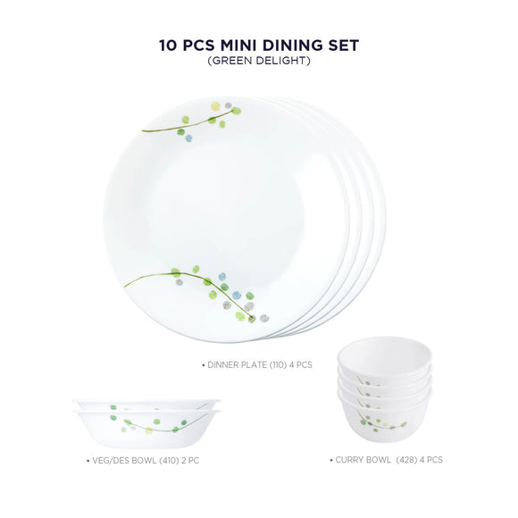 Corelle Livingware Round Green Delight 10 Pcs Mini Dining Set (VDB)