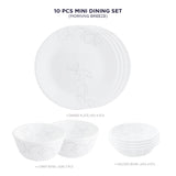 Corelle Livingware Plus Morning Breeze Basic / Mini / Starter Set (Pack of 10) 4 26cm Dinner Plates, 4 296ml Dessert Bowls, 2 828ml Curry Bowls