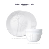 Corelle Asia Collection Gold Series Frost Breakfast Set (Pack of 12) 6 26cm Dinner Plates & 6 177ml Katori