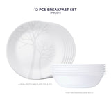 Corelle Asia Collection Gold Series Frost Breakfast Set (Pack of 12) 6 26cm Dinner Plates, 6 296ml Dessert Bowl