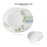 Corelle  Asia Collection Fairy Flora Breakfast Set (Pack of 12) 6 26cm Dinner Plates, 6 296ml Dessert Bowl