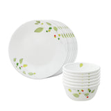 Corelle  Asia Collection Green Breeze Breakfast Set (Pack of 12) 6 26cm Dinner Plates & 6 177ml Katori