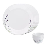 Corelle  Asia Collection Lavender Garden Breakfast Set (Pack of 12) 6 26cm Dinner Plates, 6 296ml Dessert Bowl