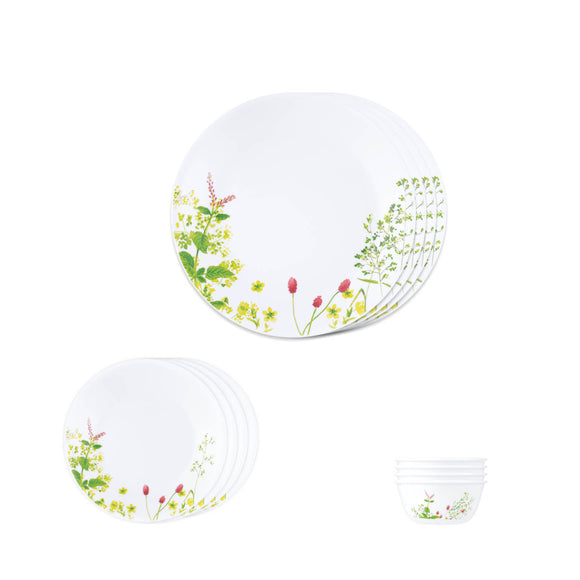 Corelle  Asia Collection Provence Garden Utility Set (Pack of 12) 4 26cm Dinner Plate, 4 17cm Small Plate & 4 177 ml Katori