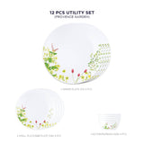 Corelle  Asia Collection Provence Garden Utility Set (Pack of 12) 4 26cm Dinner Plate, 4 17cm Small Plate & 4 177 ml Katori