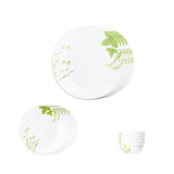 Corelle  Asia Collection European Herbs Utility Set (Pack of 12) 4 26cm Dinner Plate, 4 17cm Small Plate & 4 177 ml Katori