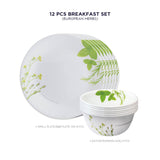 Corelle  Asia Collection European Herbs Breakfast Set (Pack of 12) 6 26cm Dinner Plates & 6 177ml Katori