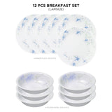 Corelle  Asia Collection Lapinue Breakfast Set (Pack of 12) 6 26cm Dinner Plates, 6 296ml Dessert Bowl
