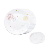 Corelle  Asia Collection Pom Pom Breakfast Set (Pack of 12) 6 26cm Dinner Plates, 6 296ml Dessert Bowl