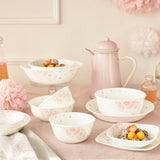 Corelle  Asia Collection Pom Pom Breakfast Set (Pack of 12) 6 26cm Dinner Plates, 6 296ml Dessert Bowl