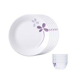 Corelle  Asia Collection Warm Pansies Breakfast Set (Pack of 12) 6 26cm Dinner Plates & 6 177ml Katori