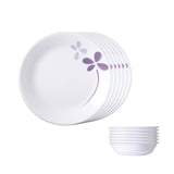 Corelle  Asia Collection Warm Pansies Breakfast Set (Pack of 12) 6 26cm Dinner Plates, 6 296ml Dessert Bowl