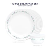 Corelle Livingware English Garden Breakfast Set (Pack of 12) 6 26cm Dinner Plates & 6 177ml Katori