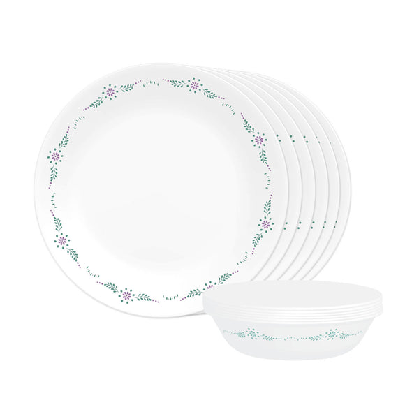 Corelle Livingware English Garden Breakfast Set (Pack of 12) 6 26cm Dinner Plates, 6 296ml Dessert Bowl