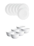 Corelle Livingware Winter Frost White Breakfast Set (Pack of 12) 6 26cm Dinner Plates & 6 177ml Katori