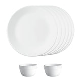 Corelle Livingware Winter Frost White Breakfast Set (Pack of 12) 6 26cm Dinner Plates, 6 296ml Dessert Bowl