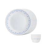 Corelle Livingware Morning Blue Breakfast Set (Pack of 12) 6 26cm Dinner Plates & 6 177ml Katori