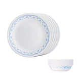 Corelle Livingware Morning Blue Breakfast Set (Pack of 12) 6 26cm Dinner Plates, 6 296ml Dessert Bowl