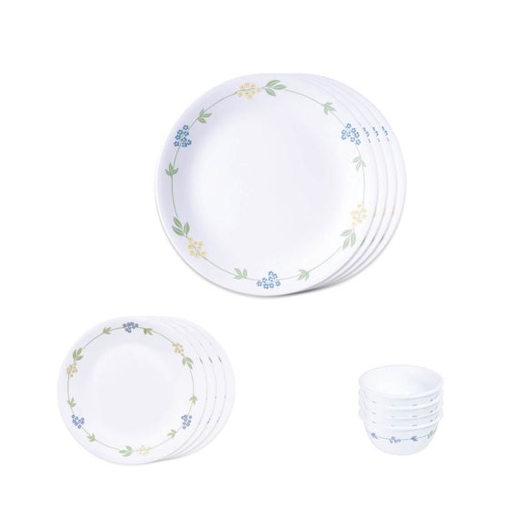 Corelle Livingware Secret Garden 12 Pcs Utility Set | For Family of 4 | Break & Chip Resistant | Lightweight & Durable | Microwave & Dishwasher Safe